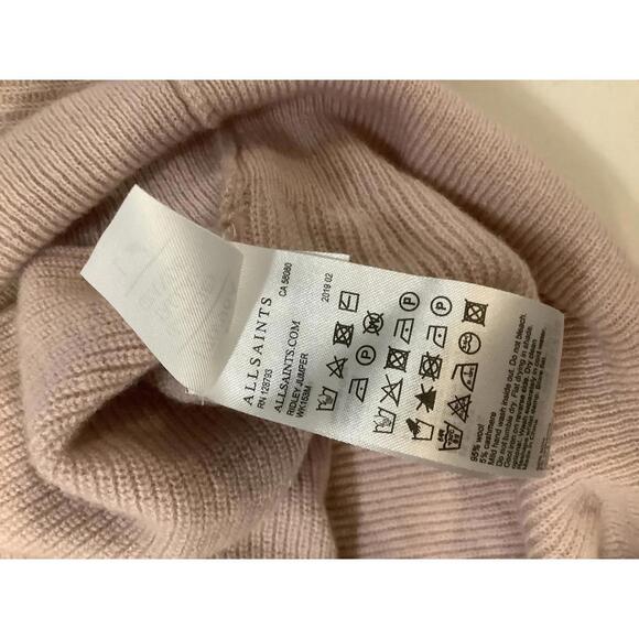 Allsaints Ridley Cashmere Blend Long Sleeve Oversized Pale Pink Jumper Sweater L - Picture 7 of 7